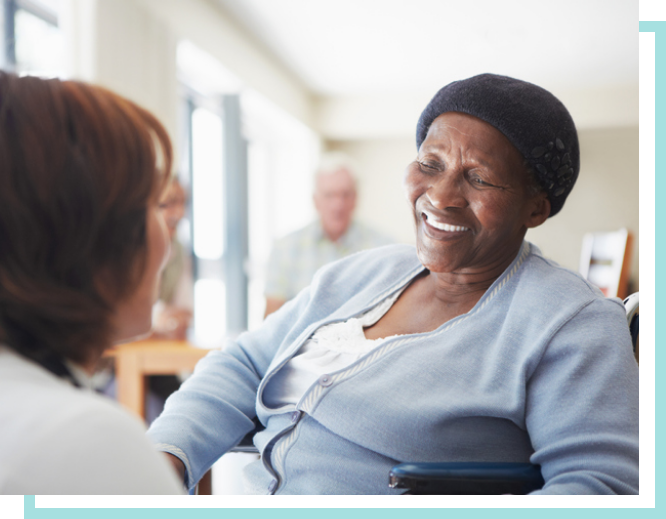 Female patient speaking with physician