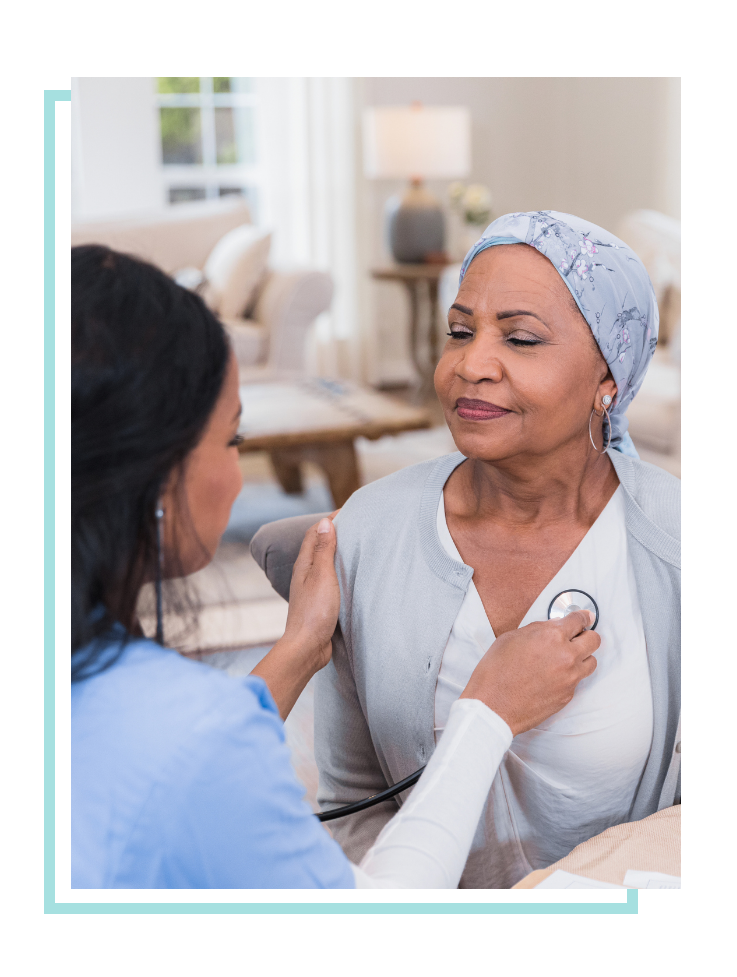 Elderly patient getting an exam from nurse