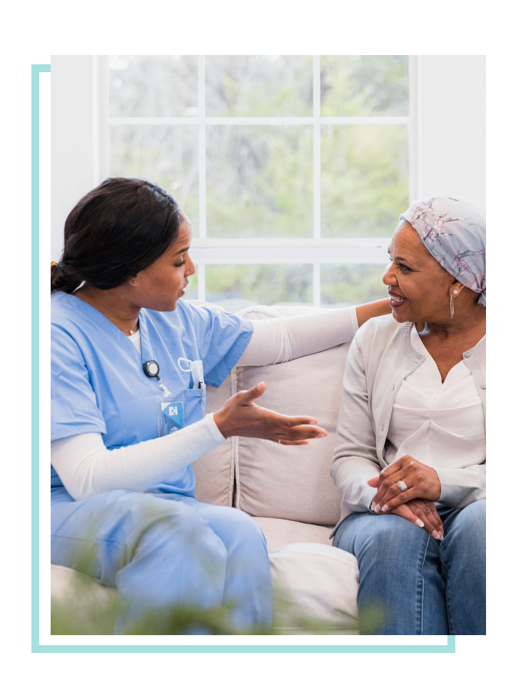 Female nurse explaining something to her patient