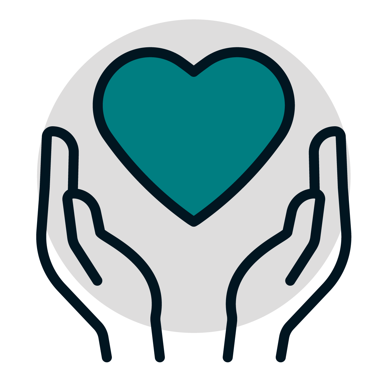 Compassion; hands holding a heart icon