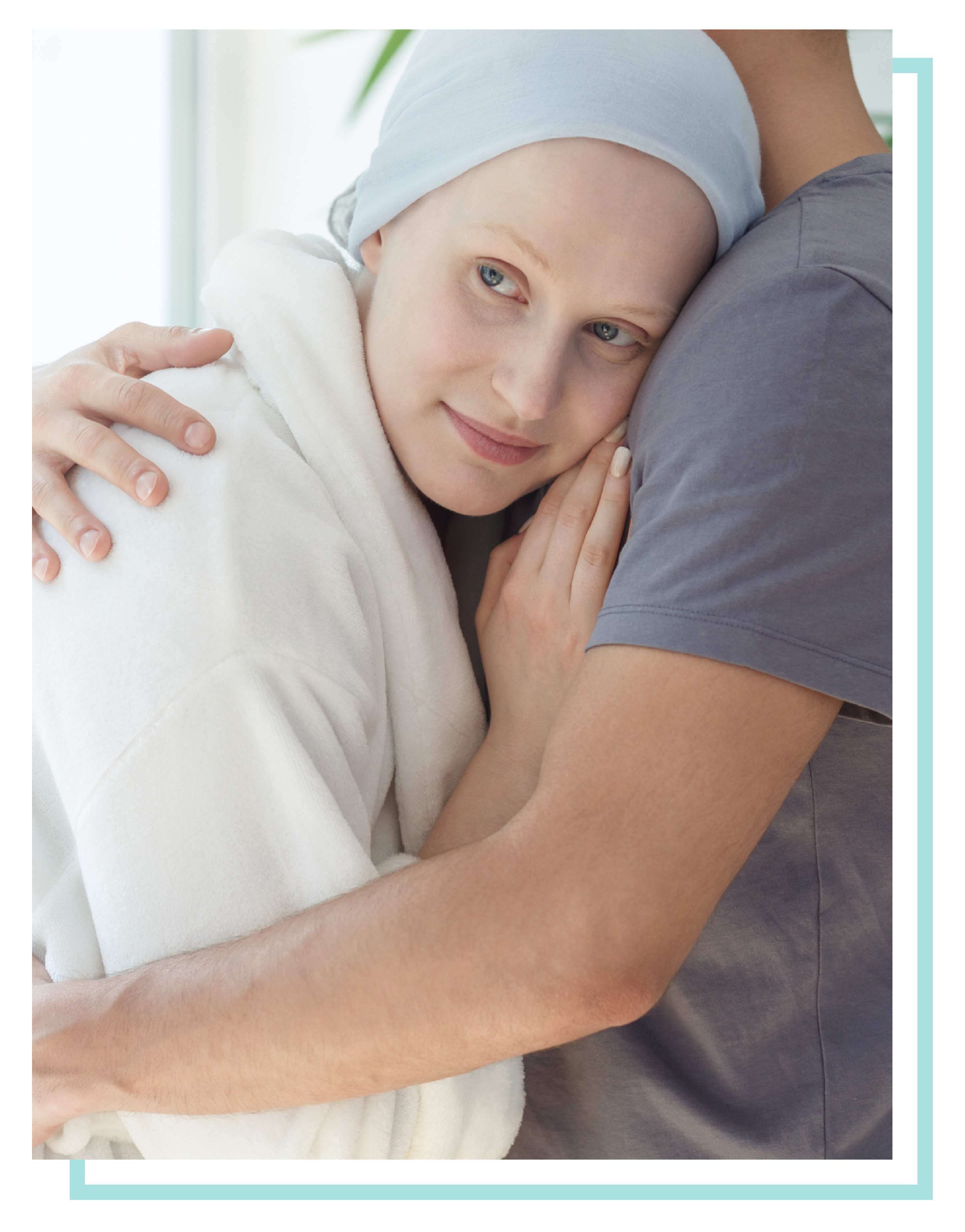 Palliative care female hugging her husband