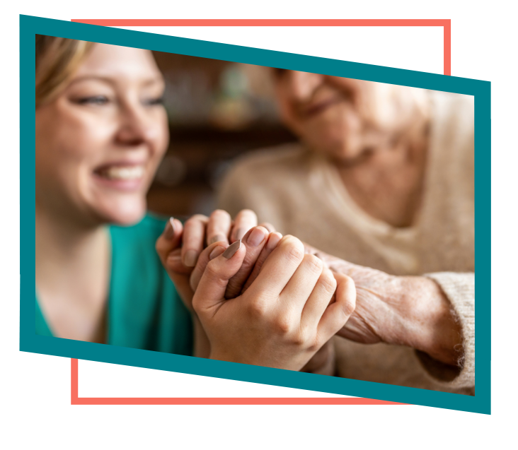 Nurse holding hands with female patient