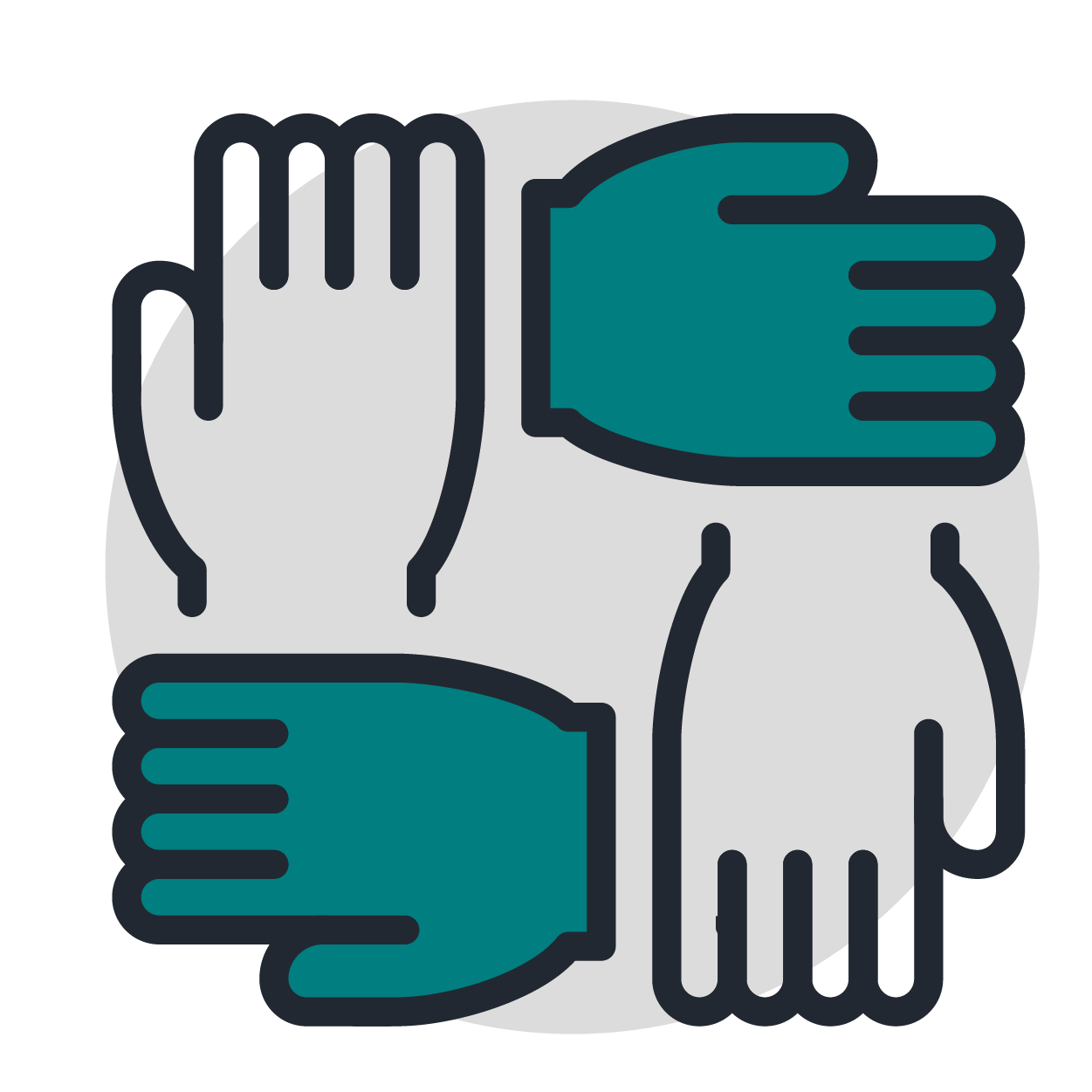 Teamwork hands icon