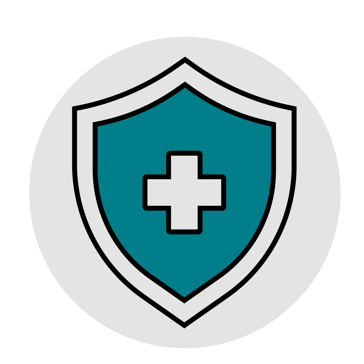 Shield with medical cross on it icon