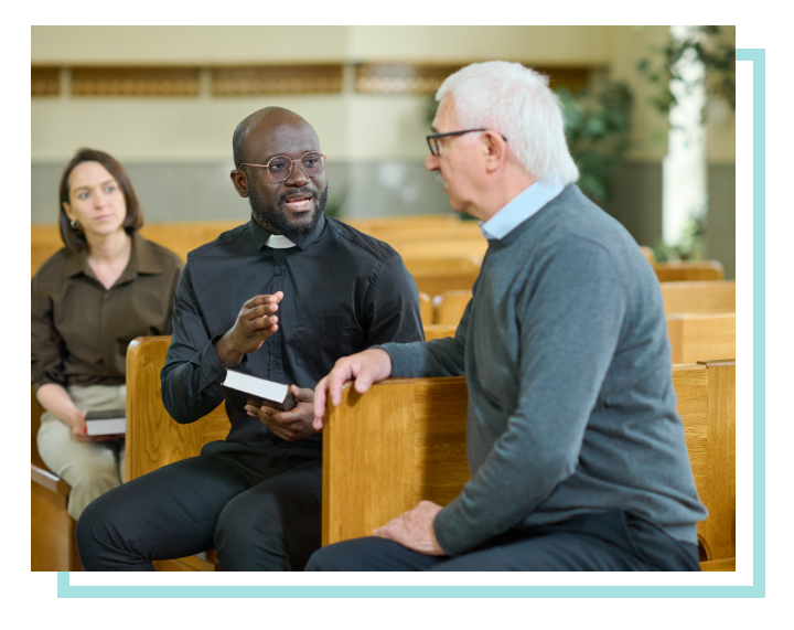 Traditions Health chaplain speaking with someone