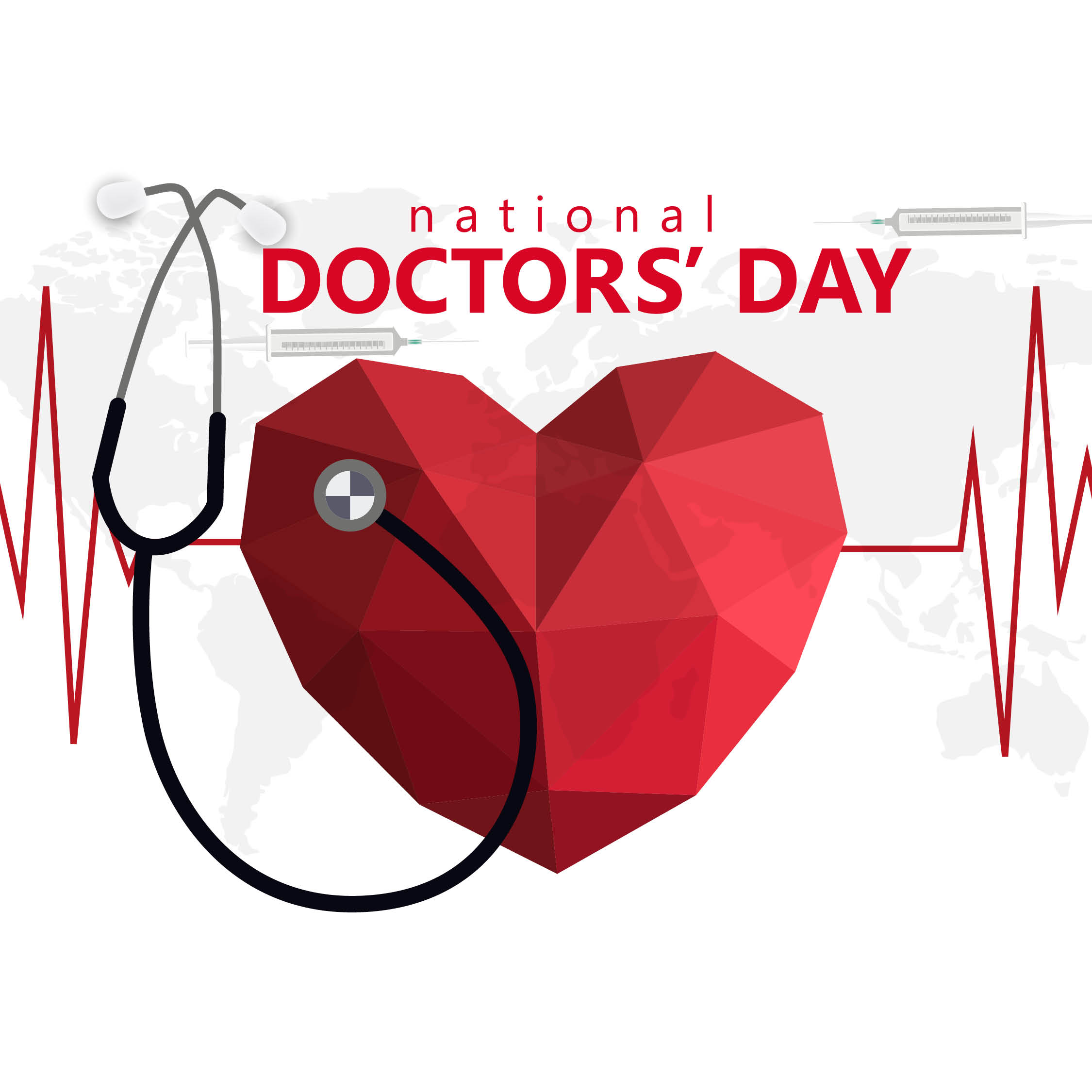 National Doctors' Day heart with a stethoscope